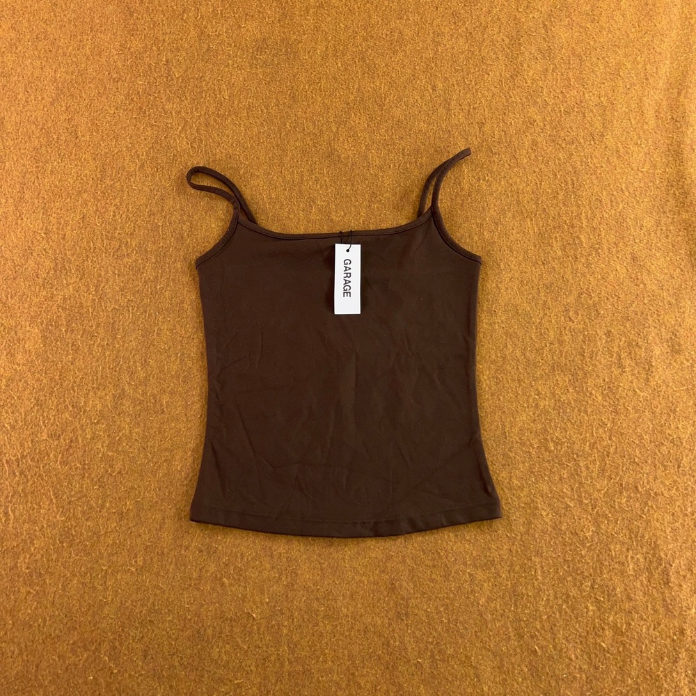 Garage Womens P/S Brown Armadillo Sleek Scoop Cami Camisole Tank Top NWT
